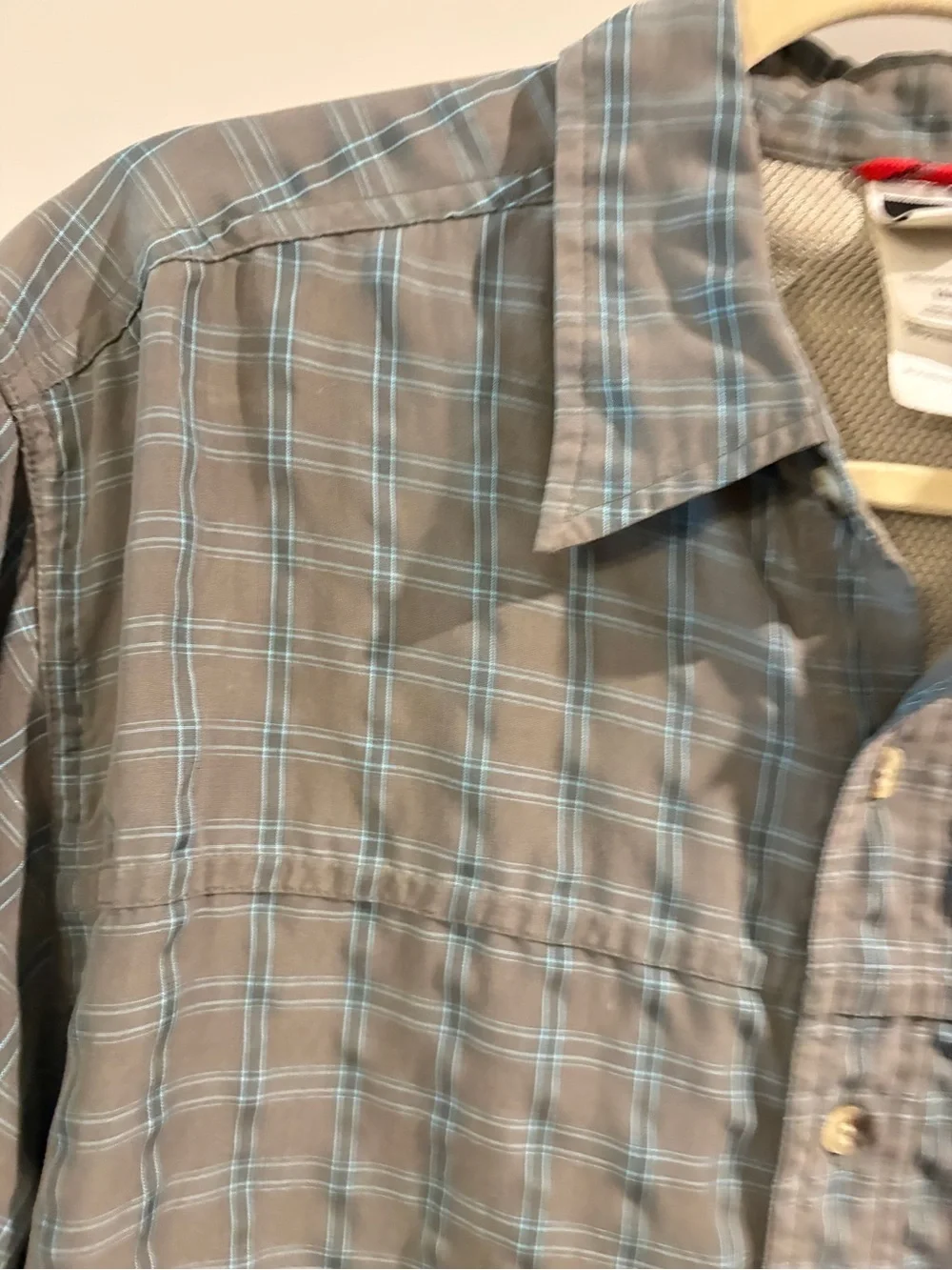 The North Face Plaid Button Down Shirt Men’s Medium Green Blue Outdoor Hiking